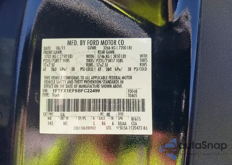 2011 Ford F-150 Xlt from USA, damaged, VIN 1FTFX1EF6BFC22499